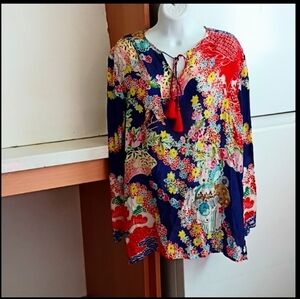 Shana Silk Floral Blouse sz XL